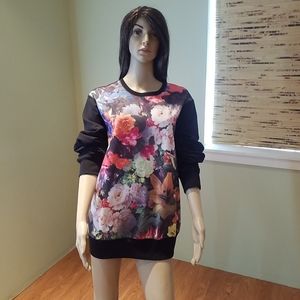 Sunday Work Clothes Black & Floral Sweatshirt L